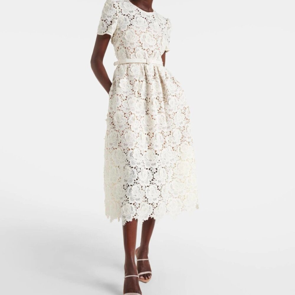 Self-Portrait Floral Lace Midi Dress — size 10